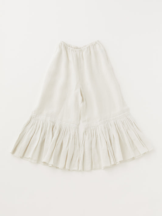 ベルギーリネン100％ フリルペチパンツ